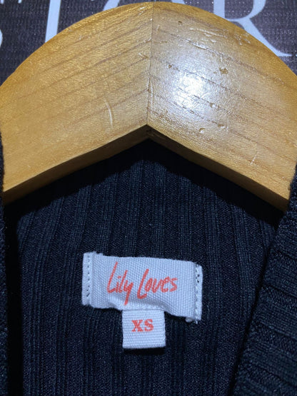 LILY LOVES |XS| BUST 13| Black Ribbed Mock-Neck Top