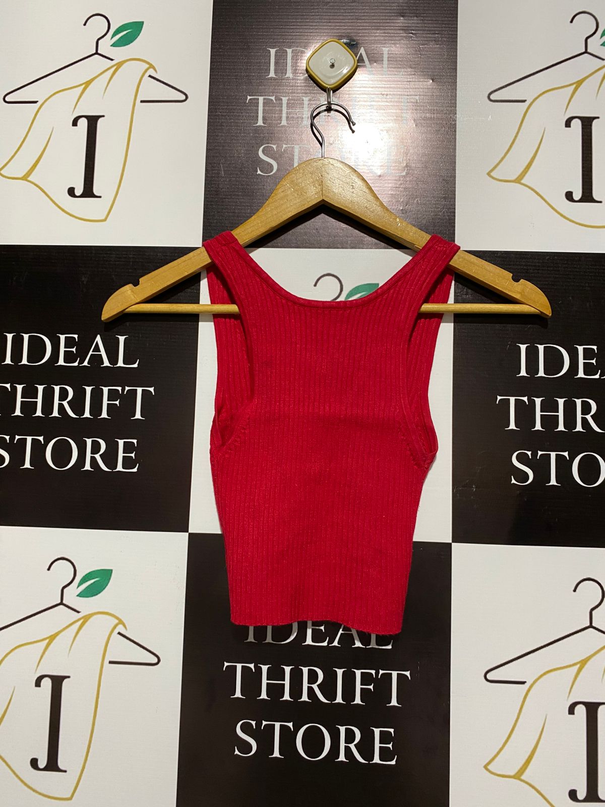 Red Twisted Knit Crop Top |XS| BUST 9|