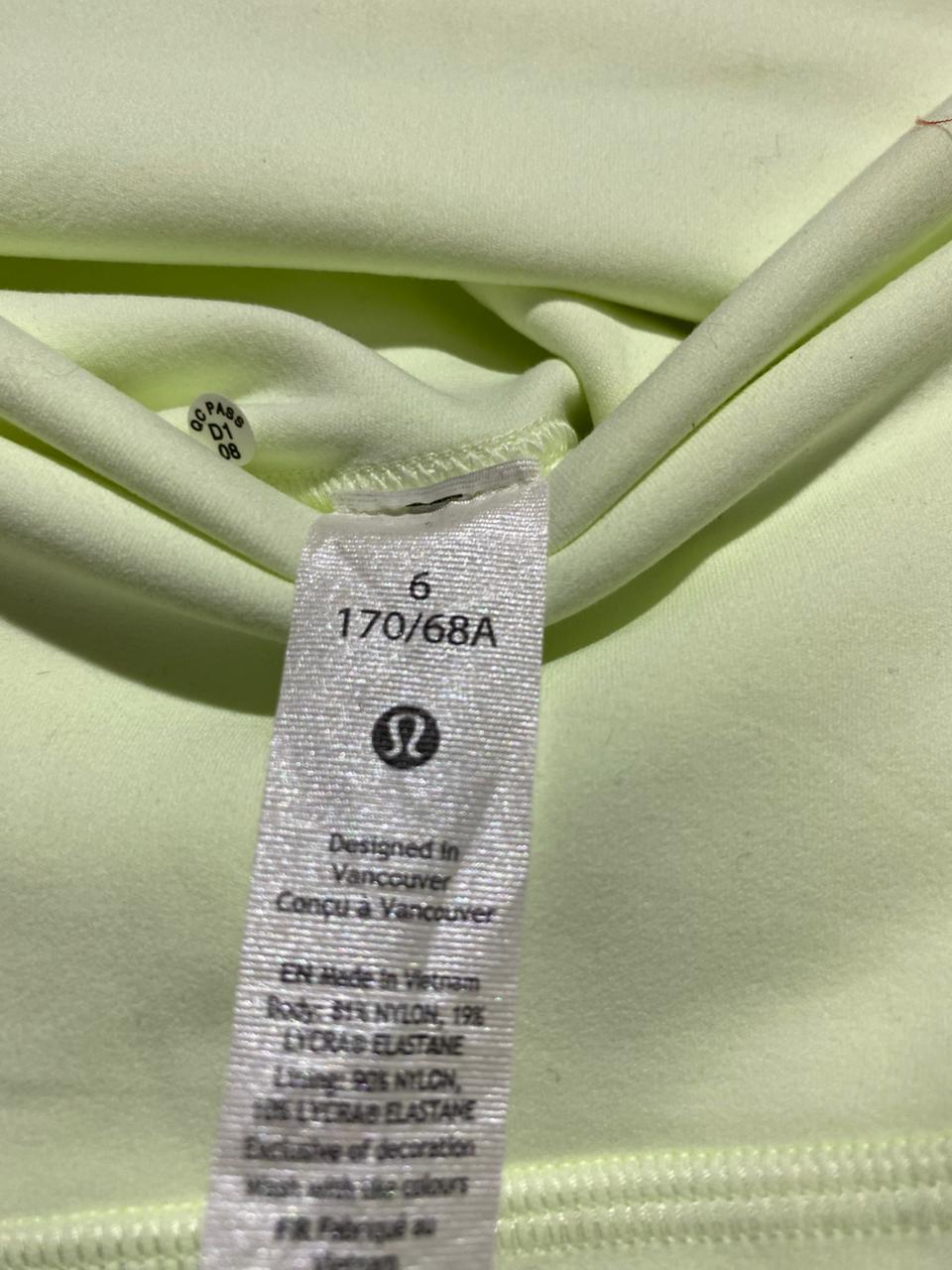 LULULEMON |S| WAIST 24| High-Rise Shorts 6" – Pale Lime Green Yoga Biker Shorts