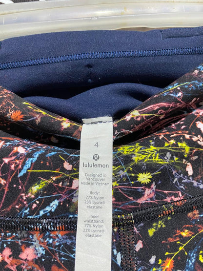 LULULEMON |S| WAIST 24| Women's Abstract Floral Performance Leggings – Dark Cosmic Print High-Rise Yoga Pants with Pockets