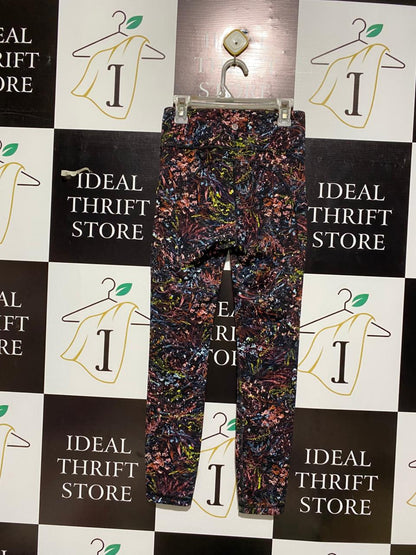 LULULEMON |S| WAIST 24| Women's Abstract Floral Performance Leggings – Dark Cosmic Print High-Rise Yoga Pants with Pockets