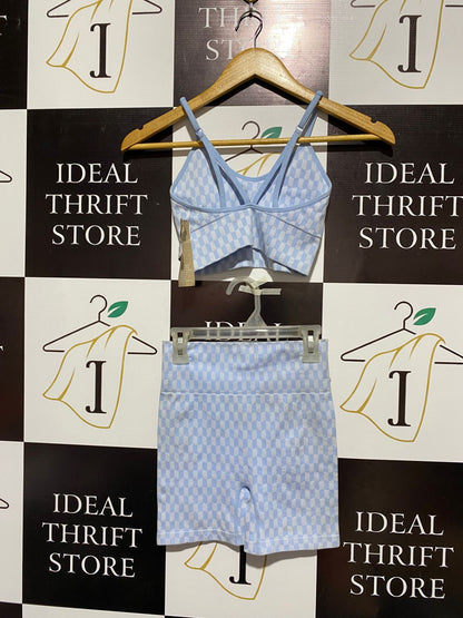ANKO |XSMALL| Blue and White Checkerboard Activewear Set