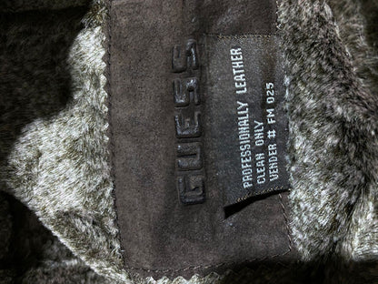 GUESS |M| BUST 19| Vintage Brown Suede Patchwork Jacket with Faux Shearling Lining