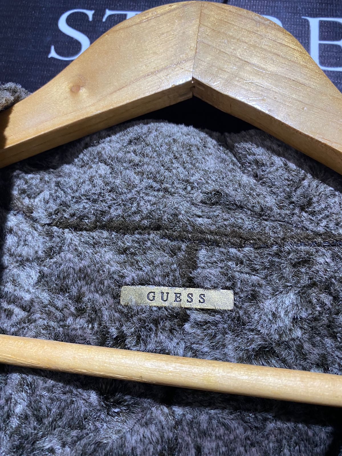 GUESS |M| BUST 19| Vintage Brown Suede Patchwork Jacket with Faux Shearling Lining