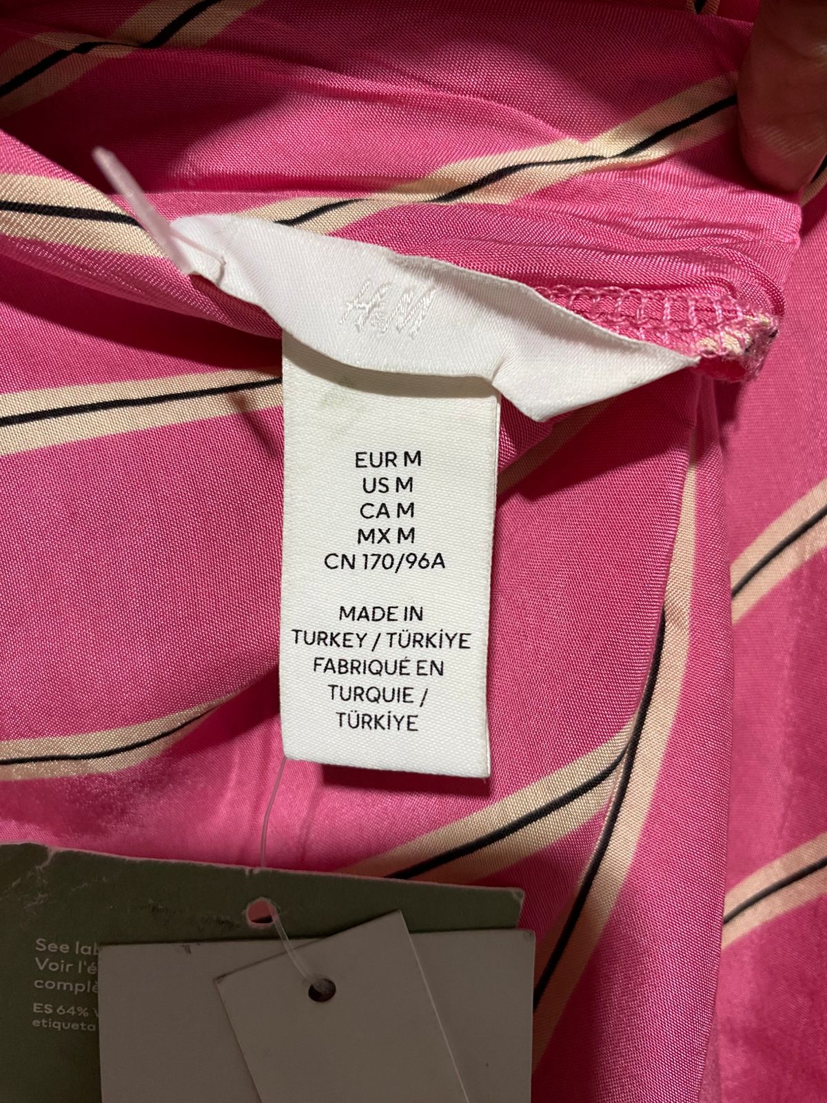 H&M |M| BUST 18| Pink/Striped Slip Dress