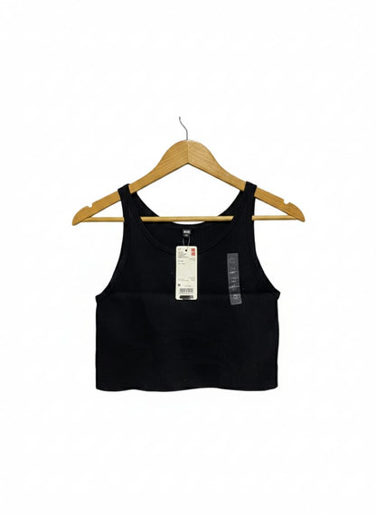 UNIQLO |S| BUST 13| Black Ribbed Crop Tank Top