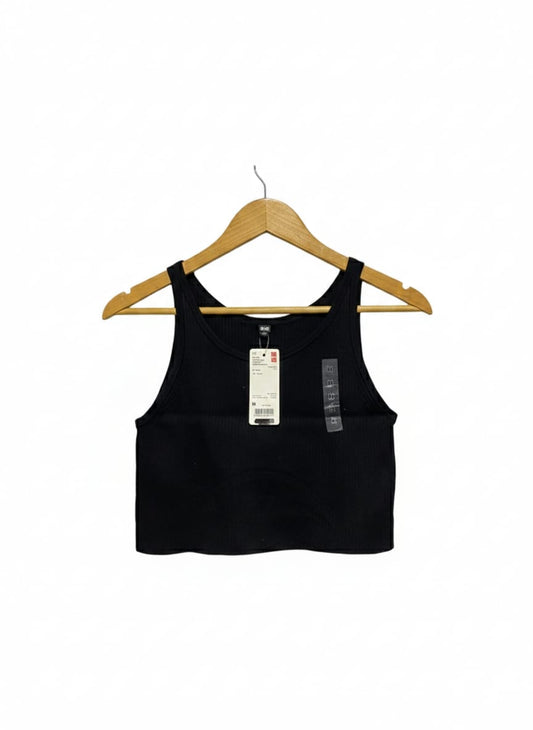 UNIQLO |S| BUST 13| Black Ribbed Crop Tank Top