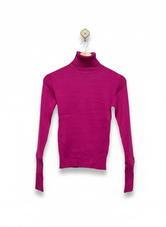 ANKO |M| BUST 15| Fuchsia or Hot Pink Ribbed Turtleneck Sweater