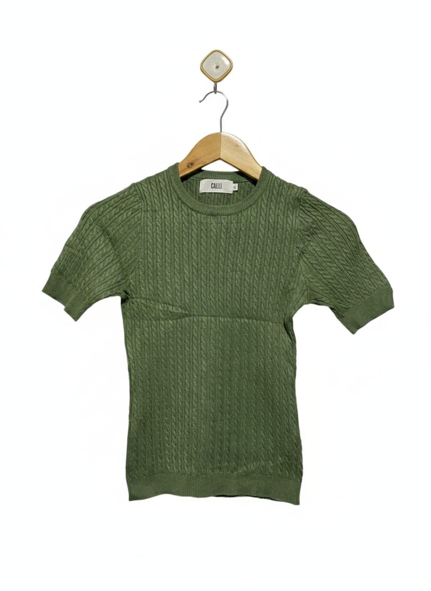 CALLI |S| BUST 13| Green Short-Sleeve Knit Top