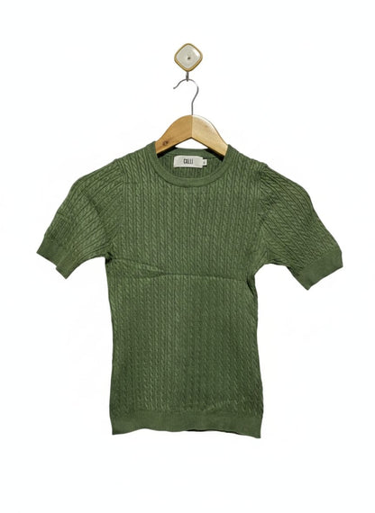 CALLI |S| BUST 13| Green Short-Sleeve Knit Top