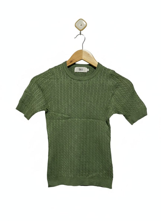 CALLI |S| BUST 13| Green Short-Sleeve Knit Top