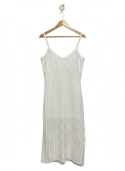 JAY JAYS |L| BUST 17| White Crochet-Knit Midi Slip Dress