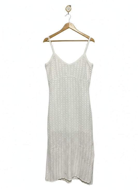 JAY JAYS |L| BUST 17| White Crochet-Knit Midi Slip Dress