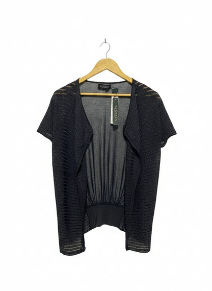 SOGNA |L| BUST 16| Black Sheer Open-Front Short-Sleeve Shrug or Bolero