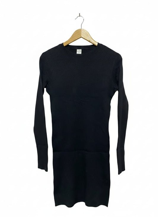 ANKO |M| BUST 17| Black Ribbed Long-Sleeve Mini Dress
