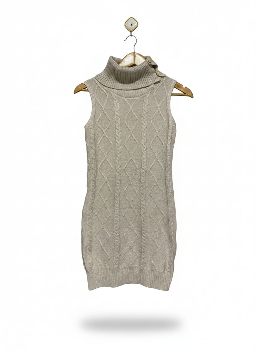 SHEIN |S| BUST 14| Diamond Cable Knit Turtleneck Mini Dress