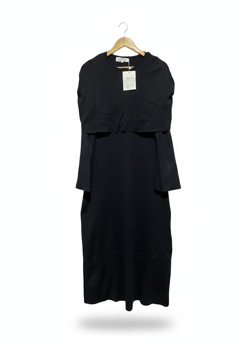 NIICE |XL| BUST 18| Black Midi Dress With a Layered, Cape-Style Top
