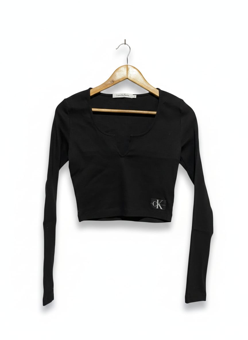 CALVIN KLIEN JEANS |S| BUST 14| Milano Cut Out Long Sleeve Top