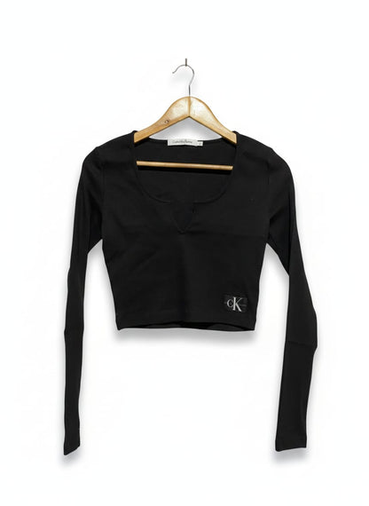 CALVIN KLIEN JEANS |S| BUST 14| Milano Cut Out Long Sleeve Top