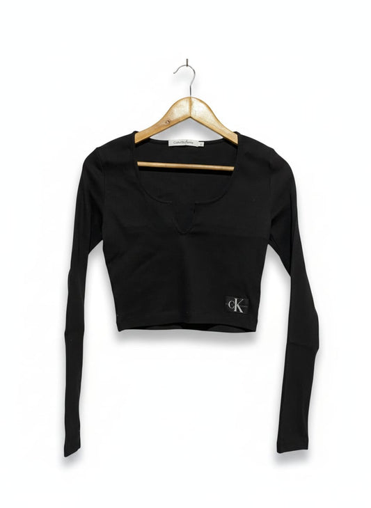 CALVIN KLIEN JEANS |S| BUST 14| Milano Cut Out Long Sleeve Top