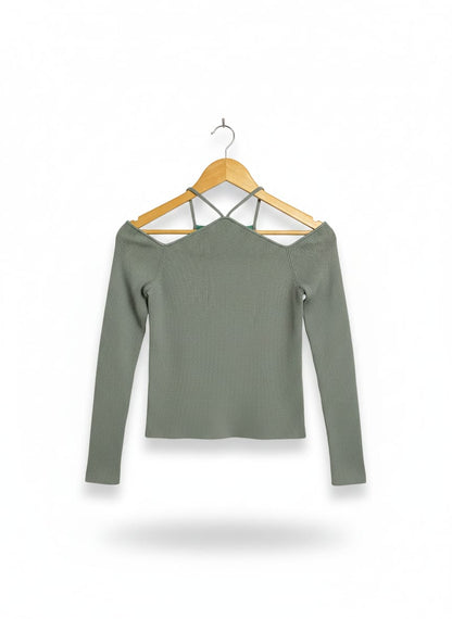 MADISON |S| BUST 13| Off-The-Shoulder Long-Sleeve Knit Top With a Unique Strappy