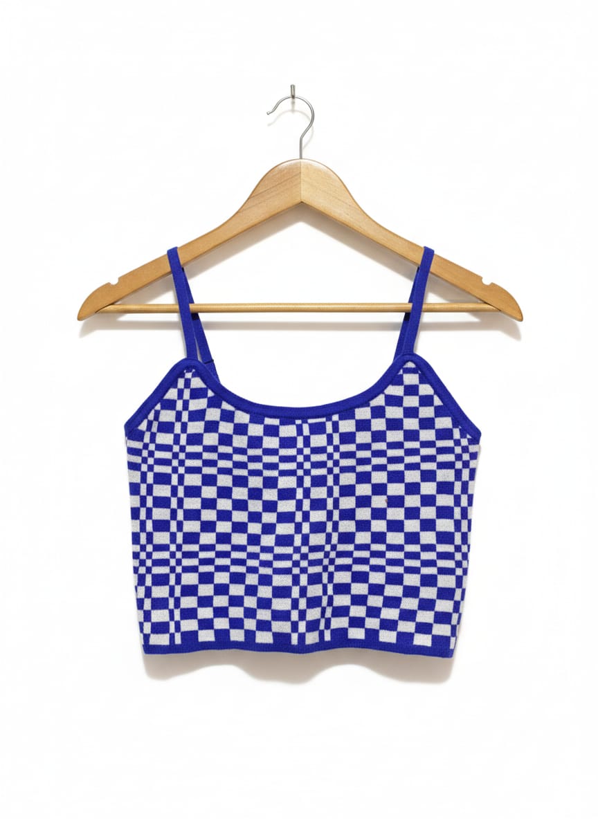 JAY JAYS |M| BUST 15| London Rag Checkerboard Spaghetti Crop Top
