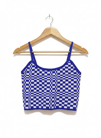 JAY JAYS |M| BUST 15| London Rag Checkerboard Spaghetti Crop Top