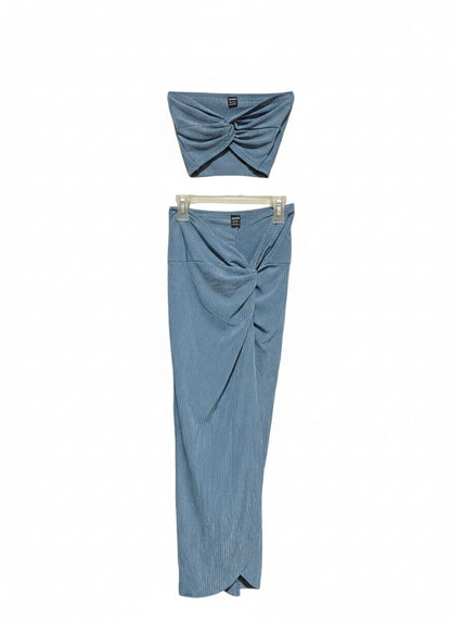 LONESS |XS| BUST | Matching Ribbed Twist Front Crop Top and Midi Skirt Set