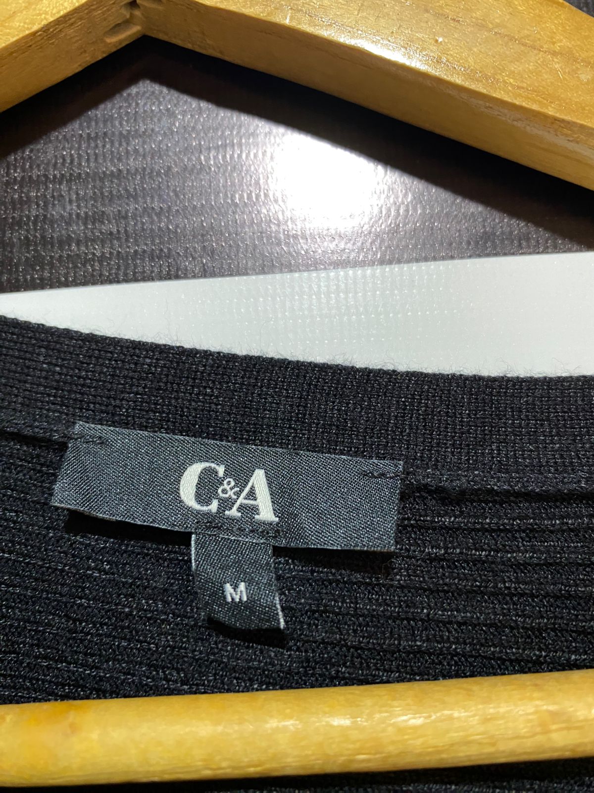 C&A |M| BUST 24| Black V-Neck Wrap-Style Sweater With Faux Pearl Embellishments