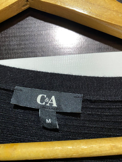 C&A |M| BUST 24| Black V-Neck Wrap-Style Sweater With Faux Pearl Embellishments