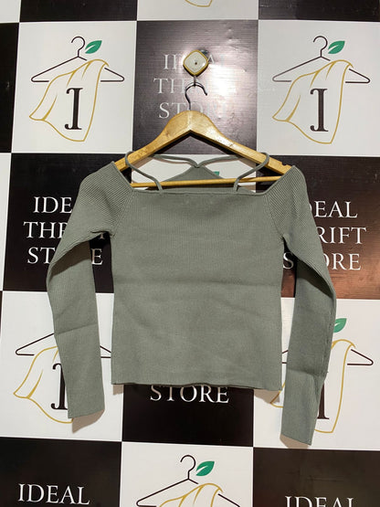 MADISON |S| BUST 13| Off-The-Shoulder Long-Sleeve Knit Top With a Unique Strappy