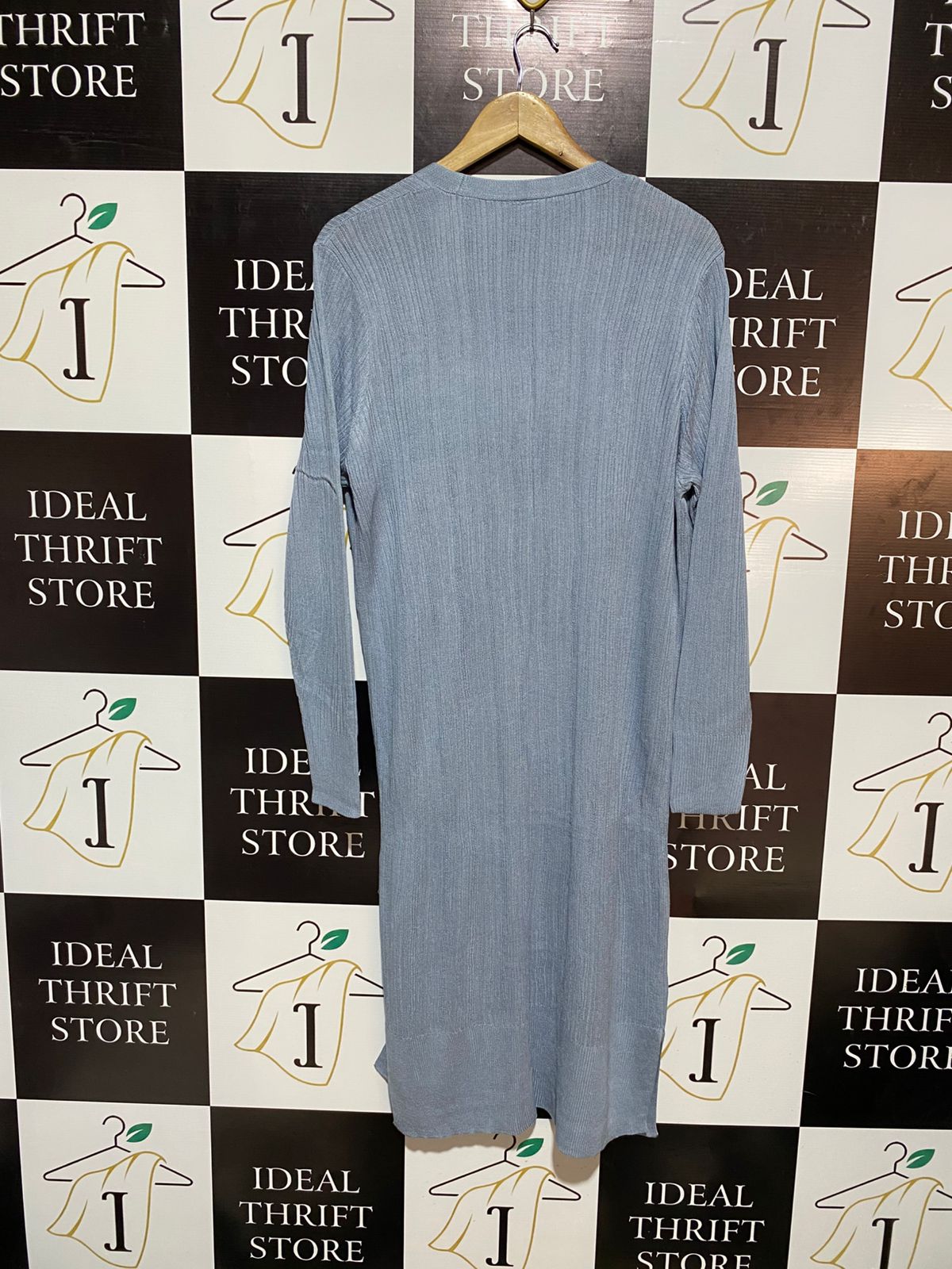 ANKO |XL| BUST 20| Light Blue, Calf-Length Open Cardigan