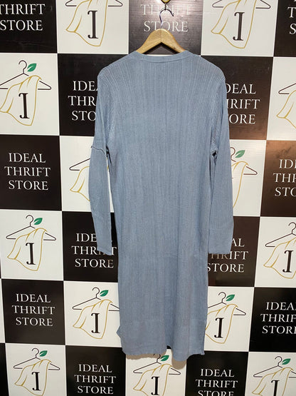 ANKO |XL| BUST 20| Light Blue, Calf-Length Open Cardigan