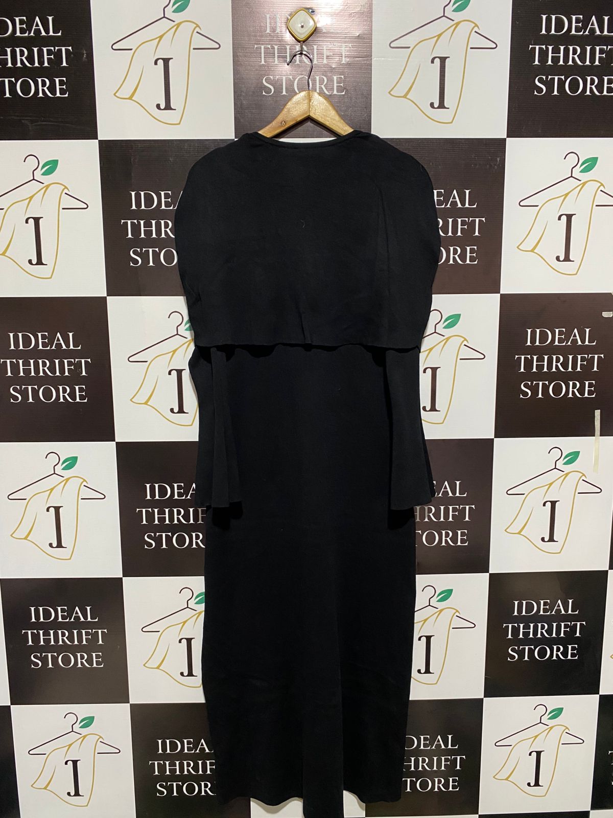 NIICE |XL| BUST 18| Black Midi Dress With a Layered, Cape-Style Top