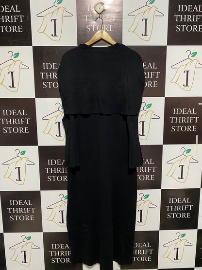 NIICE |XL| BUST 18| Black Midi Dress With a Layered, Cape-Style Top