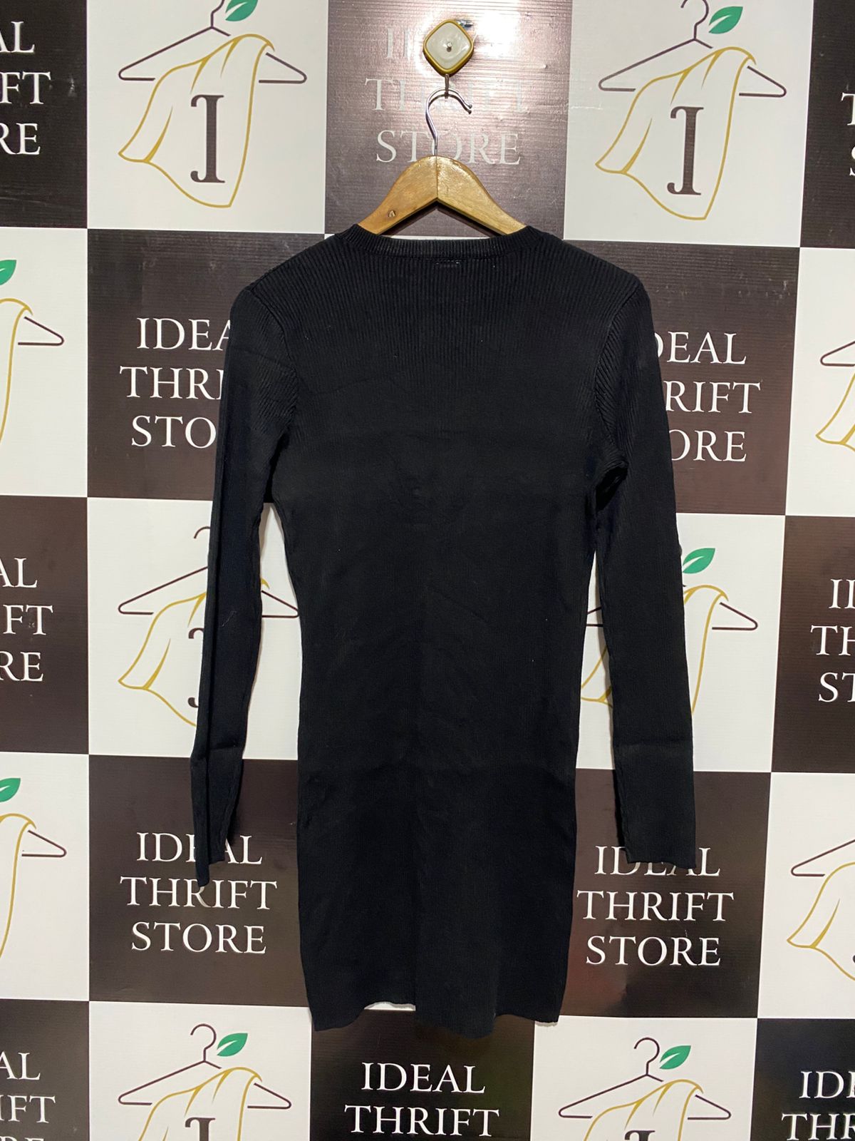 ANKO |M| BUST 17| Black Ribbed Long-Sleeve Mini Dress