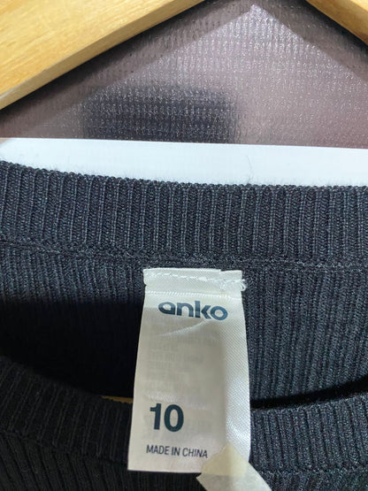 ANKO |M| BUST 17| Black Ribbed Long-Sleeve Mini Dress