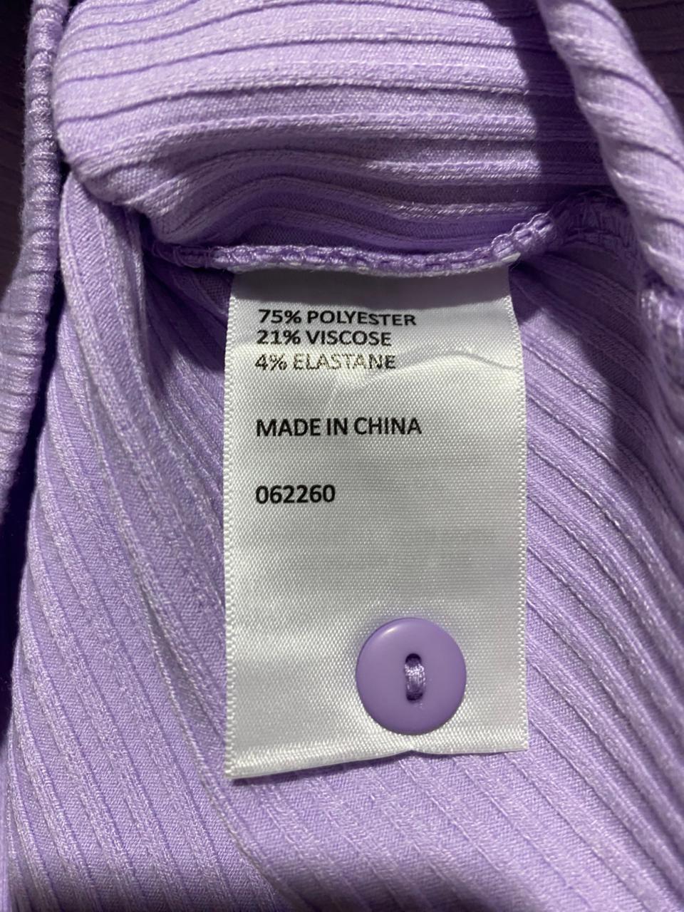 SPORTSGIRL |L| BUST 16| Purple or Lilac Ribbed Long-Sleeve Crop Top/Cardigan