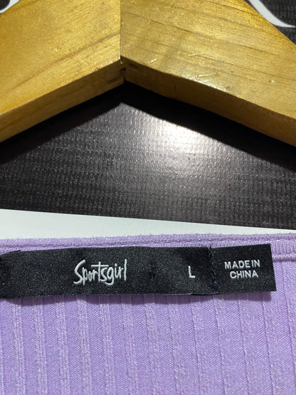SPORTSGIRL |L| BUST 16| Purple or Lilac Ribbed Long-Sleeve Crop Top/Cardigan