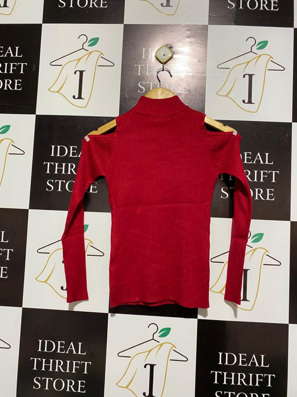 TEMT |M| BUST 13|B 11 |Cold-Shoulder (Cut-Out Shoulders), Long Sleeves, Mock Turtleneck or High Neck
