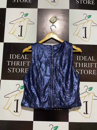 APRICOT |L| BUST 19| Angeleye London Royal Blue Sequin Cropped Vest Top