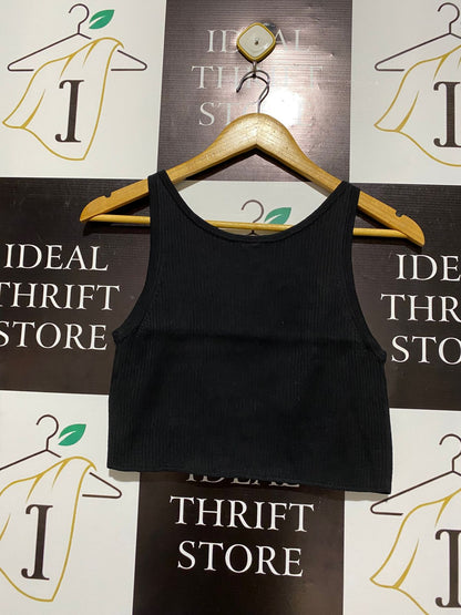 UNIQLO |S| BUST 13| Black Ribbed Crop Tank Top
