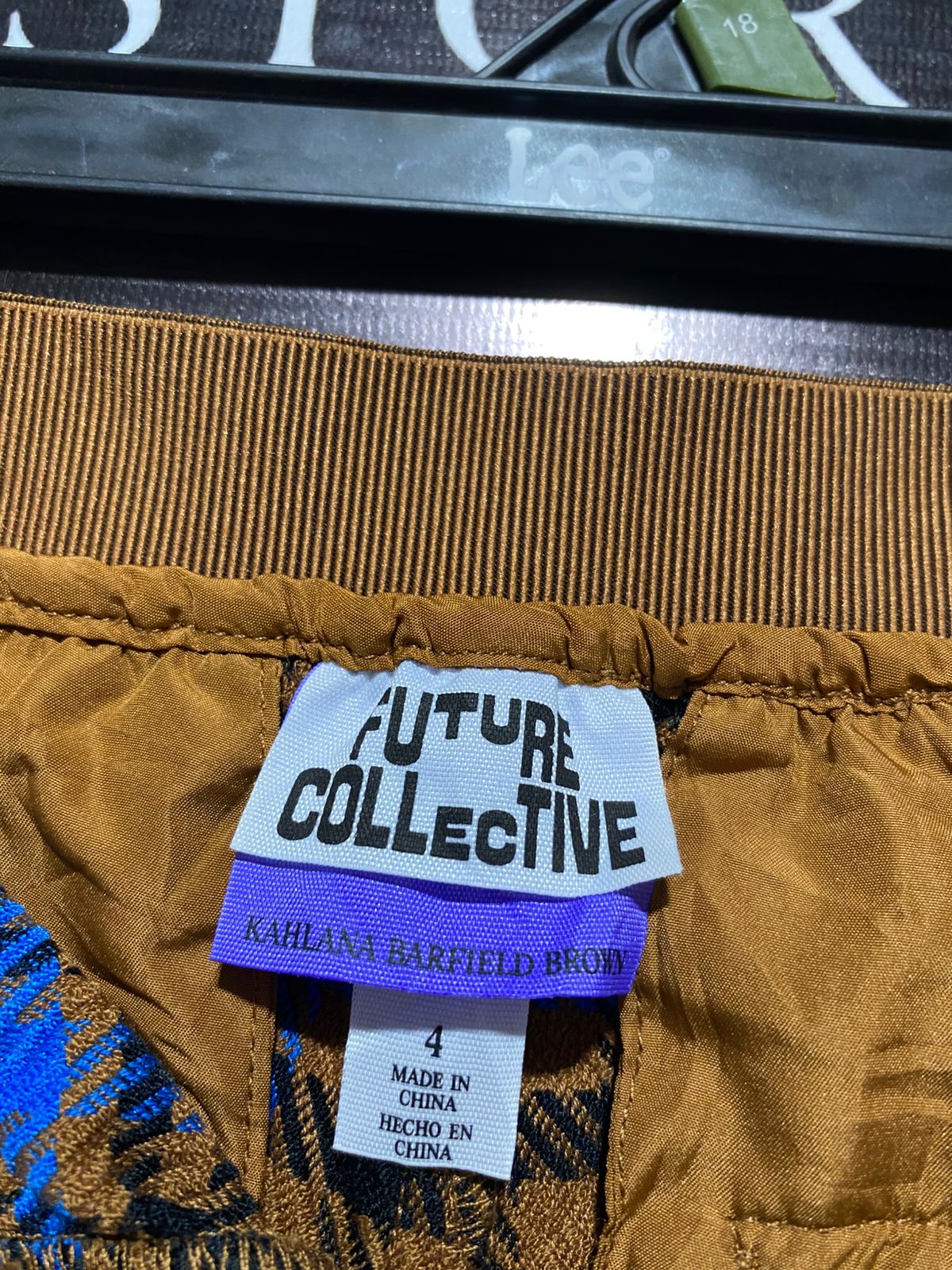 FUTURE COLLECTIVE|L|WAIST 32|Kahlana Barfield Brown Plaid Flare Pants