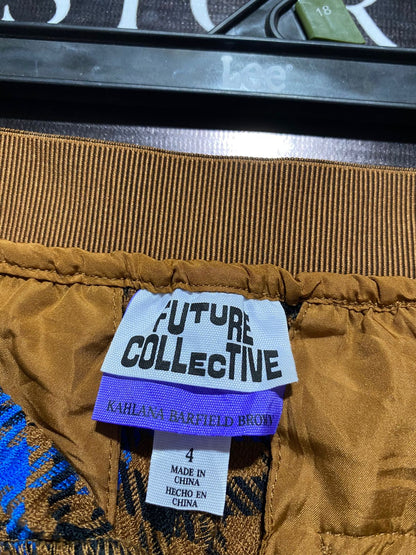 FUTURE COLLECTIVE|L|WAIST 32|Kahlana Barfield Brown Plaid Flare Pants