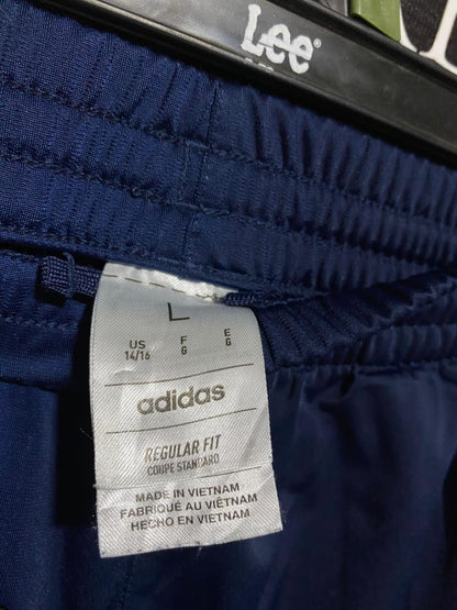 ADIDAS|M/L|WAIST 28|NAVY BLUE TRACK PANTS WITH LIME GREEN STRIPES
