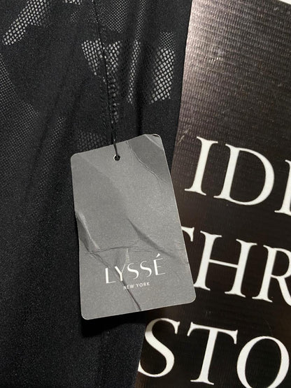 LYSSE|XS/S|WAIST 24|BLACK FAUX LEATHER CAMOUFLAGE LEGGINGS