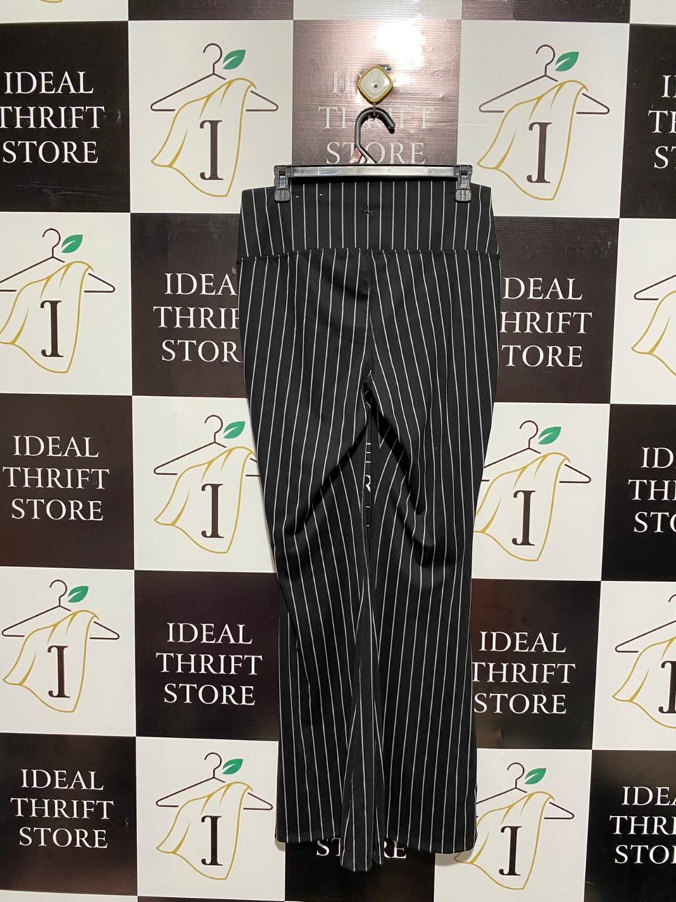 JOYLAB|L|WAIST 30|BLACK AND WHITE PINSTRIPE HIGH-WAISTED FLARE PANTS
