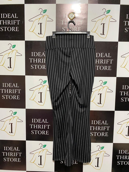 JOYLAB|L|WAIST 30|BLACK AND WHITE PINSTRIPE HIGH-WAISTED FLARE PANTS