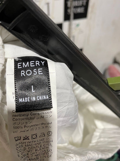 EMERY ROSE|L|WASIT 30|C1| WHITE EMBROIDERED WIDE LEG PANTS