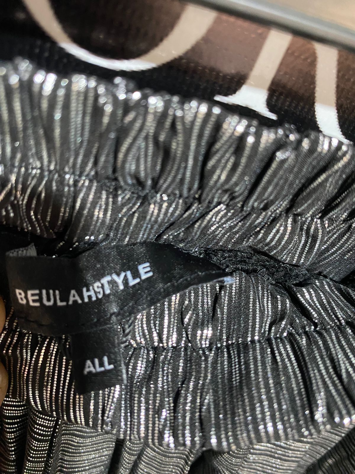 BEULAH STYLE |L| Cordia Gathered Metallic Georgette Peplum Blouse Asymmetrical Pleated Skirt